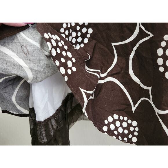 Rare Editions Brown White Floral Print Halter Fit N Flare Dress 14 Lightweight - Picture 3 of 6